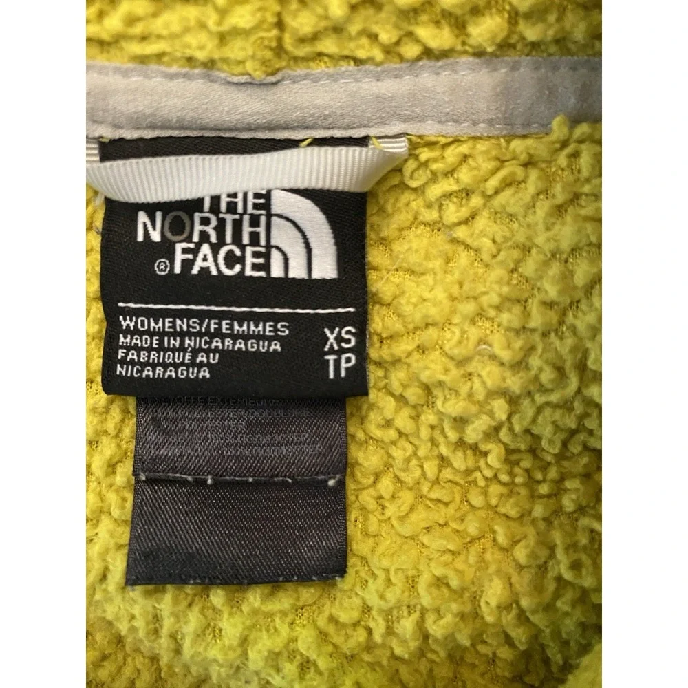 The North Face Womens XS High Pile Fleece Full Zip Hoodie Sherpa Jacket Yellow